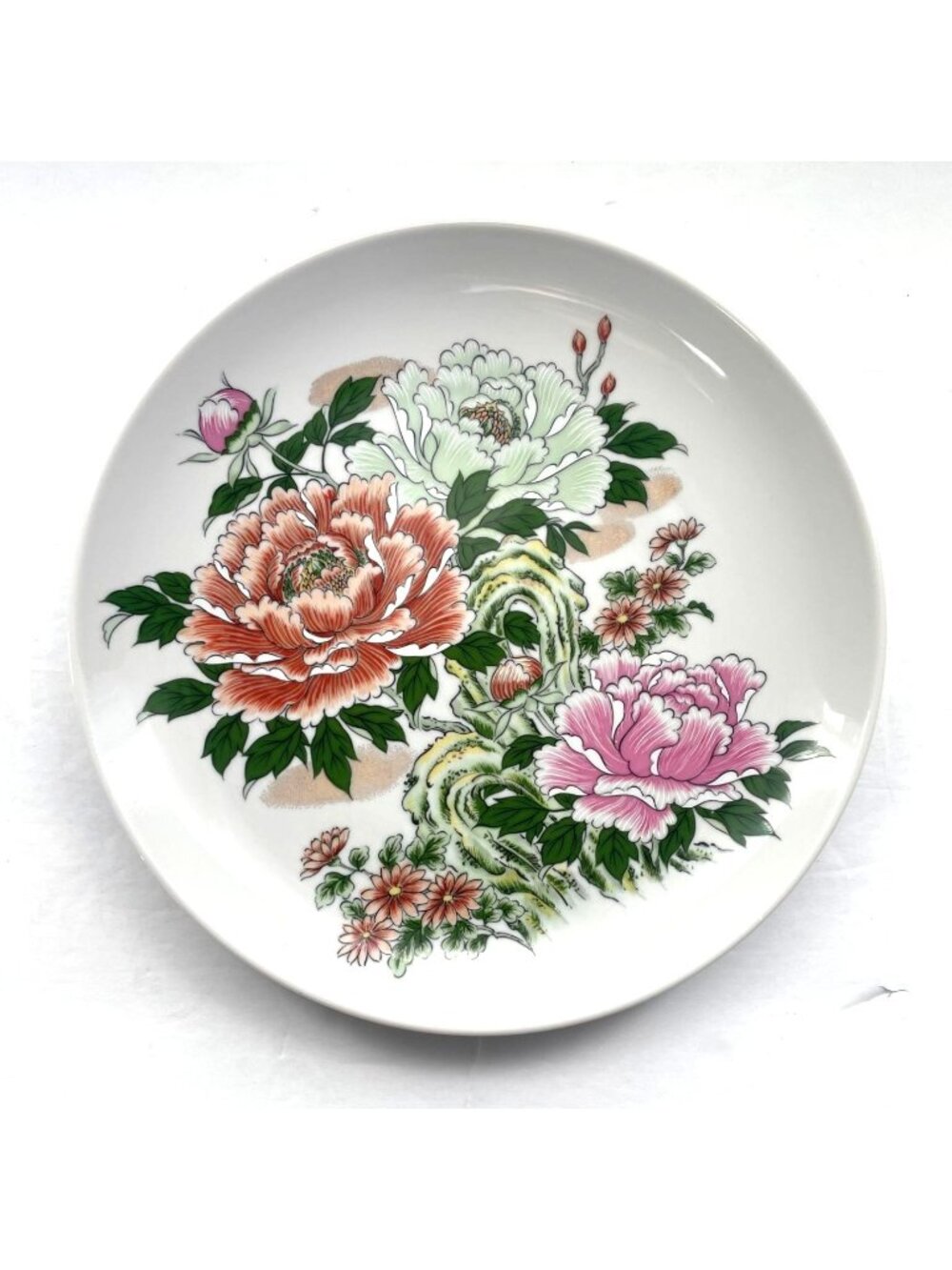Vintage Japanese Porcelain Plate With Peony Floral Design Wall Plate Decor